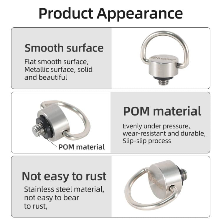 BEXIN LS020 Quick Release Plate Screws 1/4 inch C-Ring Adapter Mount Screws(Steel Color) by BEXIN