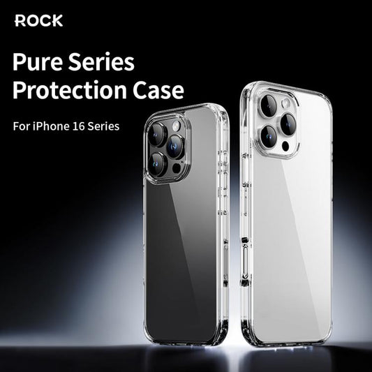 For iPhone 16 Pro ROCK Pure Series Clear PC Hybrid TPU Phone Case(Transparent) by ROCK