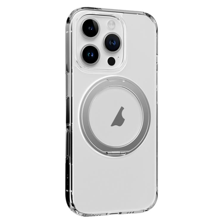 For iPhone 16 Pro Max ROCK JingDun Series Clear Rotating MagSafe Holder PC Hybrid TPU Phone Case(Transparent) by ROCK