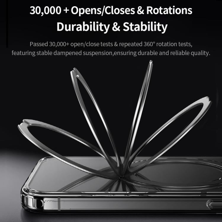 For iPhone 16 Pro Max ROCK JingDun Series Clear Rotating MagSafe Holder PC Hybrid TPU Phone Case(Transparent) by ROCK