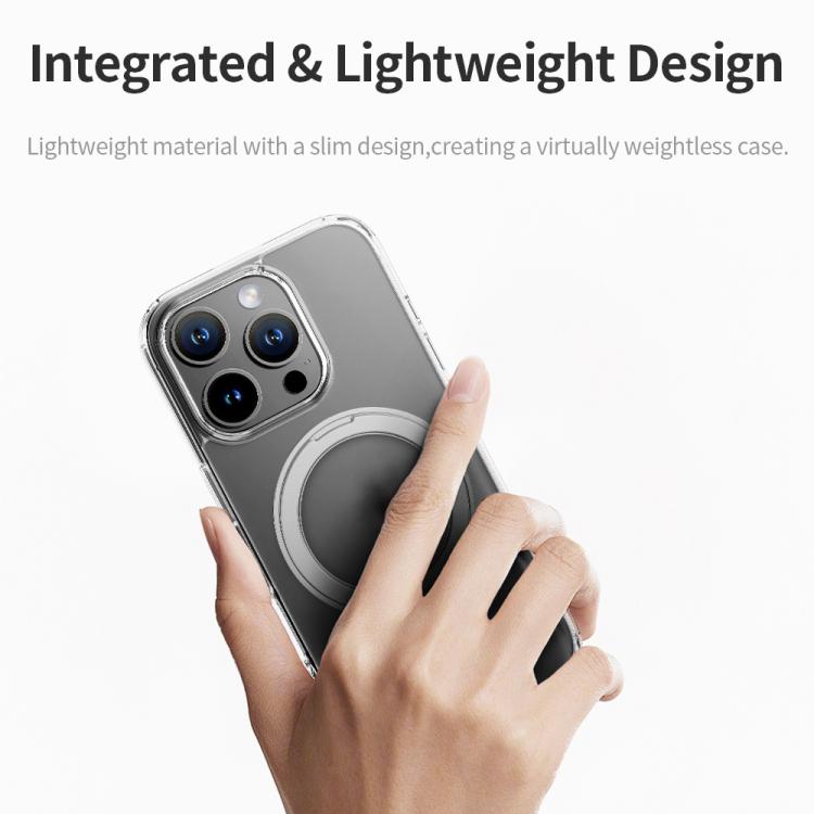 For iPhone 16 Pro Max ROCK JingDun Series Clear Rotating MagSafe Holder PC Hybrid TPU Phone Case(Transparent) by ROCK