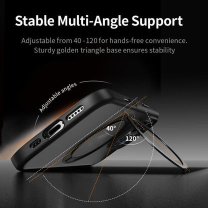 For iPhone 16 Pro Max ROCK YouDun Series Skin Feel Rotating MagSafe Holder PC Hybrid TPU Phone Case(Grey) by ROCK