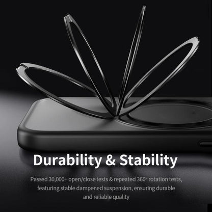 For iPhone 16 Pro Max ROCK YouDun Series Skin Feel Rotating MagSafe Holder PC Hybrid TPU Phone Case(Grey) by ROCK