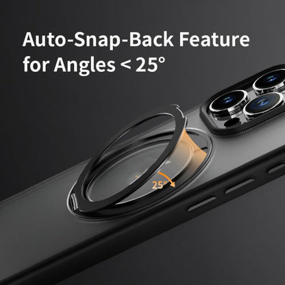 For iPhone 16 Pro Max ROCK YouDun Series Skin Feel Rotating MagSafe Holder PC Hybrid TPU Phone Case(Grey) by ROCK