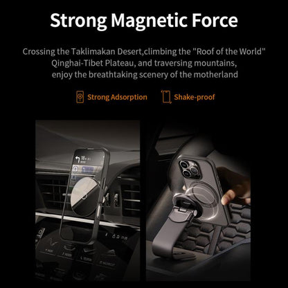 For iPhone 16 Pro Max ROCK YouDun Series Skin Feel Rotating MagSafe Holder PC Hybrid TPU Phone Case(Grey) by ROCK