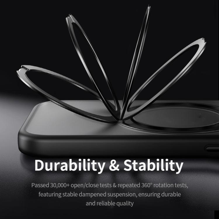 For iPhone 16 Pro ROCK YouDun Series Skin Feel Rotating MagSafe Holder PC Hybrid TPU Phone Case(Grey) by ROCK