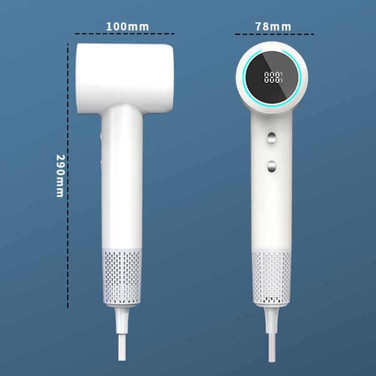 WG-F02 LED Digital Display High Speed Negative Ion Hair Dryer, US Plug(White) by bashfashion