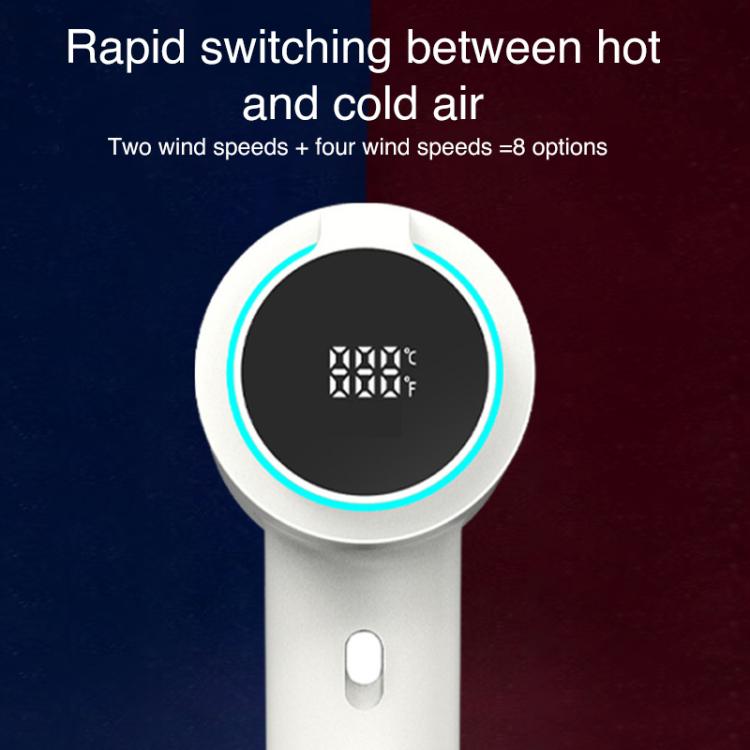 WG-F02 LED Digital Display High Speed Negative Ion Hair Dryer, UK Plug(White) by bashfashion