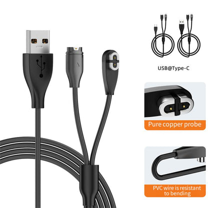 2 in 1 Earphone & Smart Watch Charging Adapter Cable for Shokz & Garmin, Interface:Type-C by bashfashion