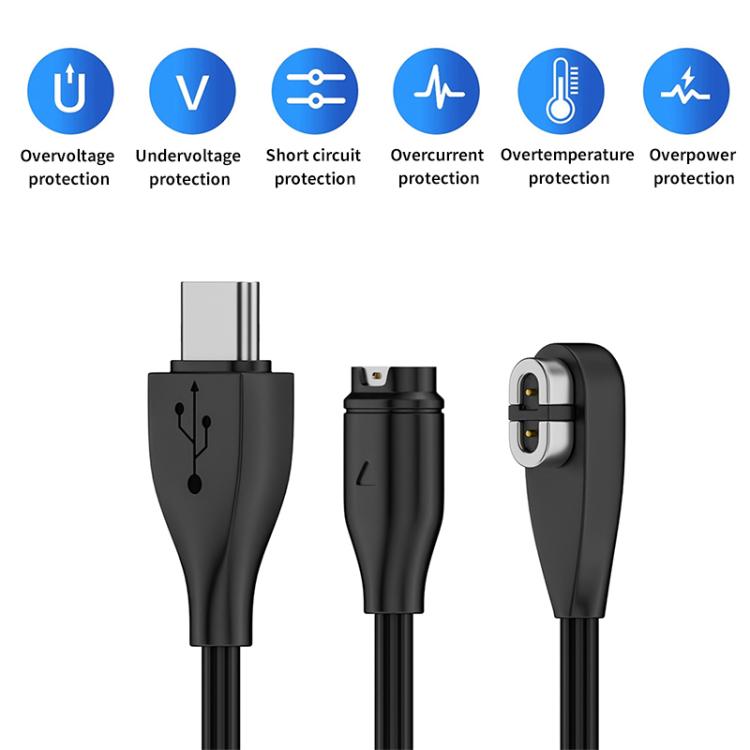2 in 1 Earphone & Smart Watch Charging Adapter Cable for Shokz & Garmin, Interface:Type-C by bashfashion