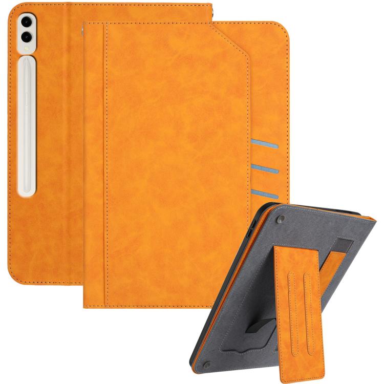 For Samsung Galaxy Tab S10+ / S9+ Multifunctional Wristband Leather Tablet Case(Yellow) by bashfashion