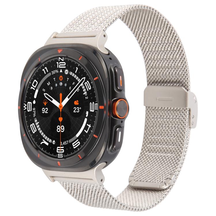 For Samsung Galaxy Watch Ultra 47mm / Ultra 2025 Integrated Buckle Embossed Milanese Metal Watch Band(Starlight) by bashfashion