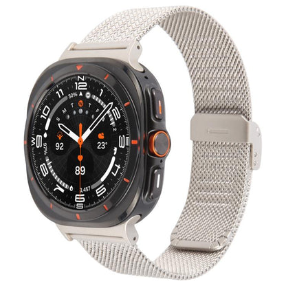 For Samsung Galaxy Watch Ultra 47mm / Ultra 2025 Integrated Buckle Embossed Milanese Metal Watch Band(Starlight) by bashfashion