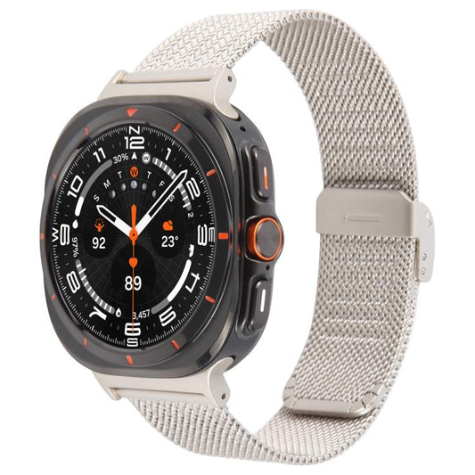 For Samsung Galaxy Watch Ultra 47mm / Ultra 2025 Integrated Buckle Embossed Milanese Metal Watch Band(Starlight) by bashfashion