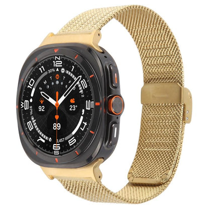 For Samsung Galaxy Watch Ultra 47mm / Ultra 2025 Integrated Buckle Embossed Milanese Metal Watch Band(Gold) by bashfashion