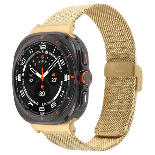 For Samsung Galaxy Watch Ultra 47mm / Ultra 2025 Integrated Buckle Embossed Milanese Metal Watch Band(Gold) by bashfashion