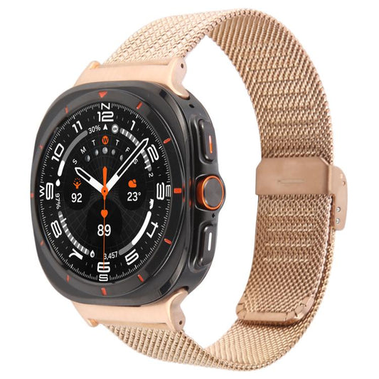 For Samsung Galaxy Watch Ultra 47mm / Ultra 2025 Integrated Buckle Embossed Milanese Metal Watch Band(Rose Gold) by bashfashion