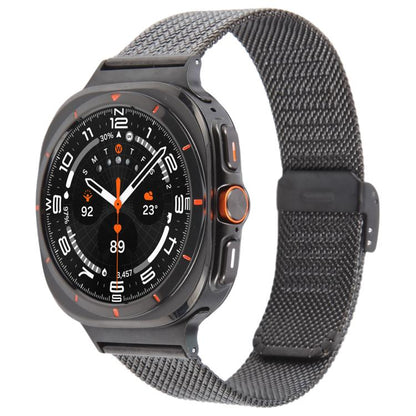 For Samsung Galaxy Watch Ultra 47mm / Ultra 2025 Integrated Buckle Embossed Milanese Metal Watch Band(Black) by bashfashion