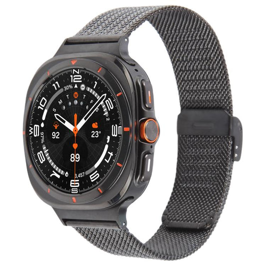 For Samsung Galaxy Watch Ultra 47mm / Ultra 2025 Integrated Buckle Embossed Milanese Metal Watch Band(Black) by bashfashion