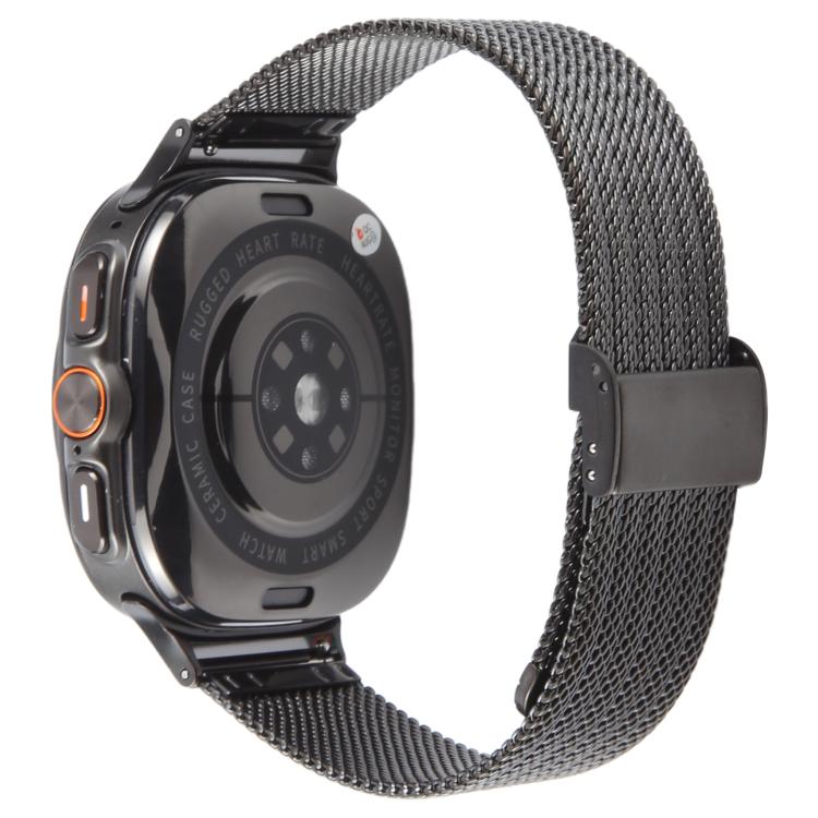 For Samsung Galaxy Watch Ultra 47mm / Ultra 2025 Integrated Buckle Embossed Milanese Metal Watch Band(Black) by bashfashion