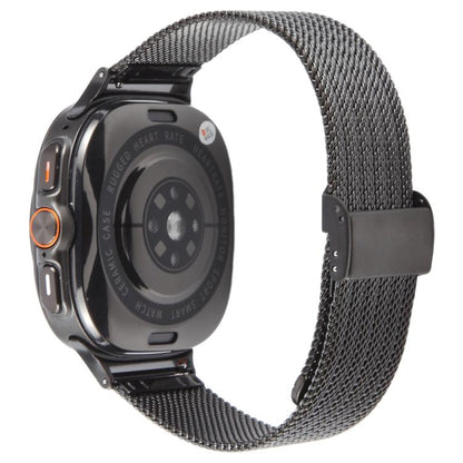 For Samsung Galaxy Watch Ultra 47mm / Ultra 2025 Integrated Buckle Embossed Milanese Metal Watch Band(Black) by bashfashion