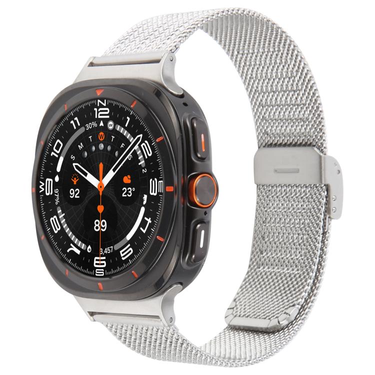 For Samsung Galaxy Watch Ultra 47mm / Ultra 2025 Integrated Buckle Embossed Milanese Metal Watch Band(Silver) by bashfashion