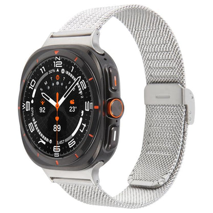 For Samsung Galaxy Watch Ultra 47mm / Ultra 2025 Integrated Buckle Embossed Milanese Metal Watch Band(Silver) by bashfashion