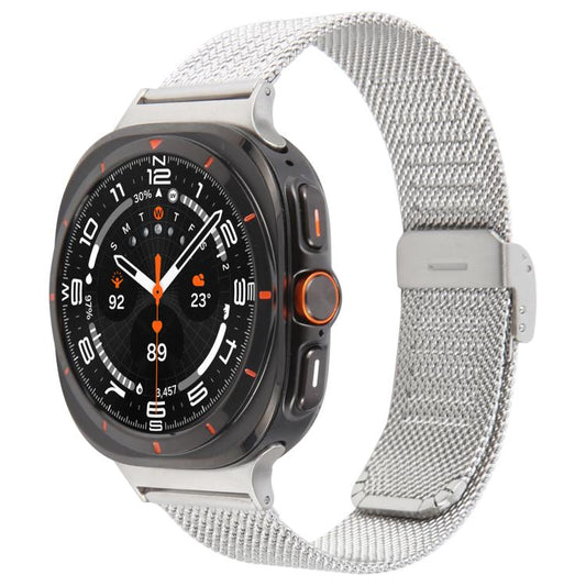 For Samsung Galaxy Watch Ultra 47mm / Ultra 2025 Integrated Buckle Embossed Milanese Metal Watch Band(Silver) by bashfashion