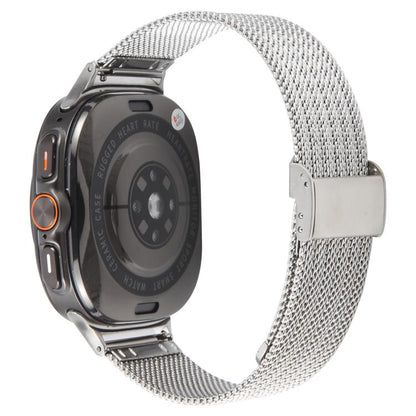 For Samsung Galaxy Watch Ultra 47mm / Ultra 2025 Integrated Buckle Embossed Milanese Metal Watch Band(Silver) by bashfashion