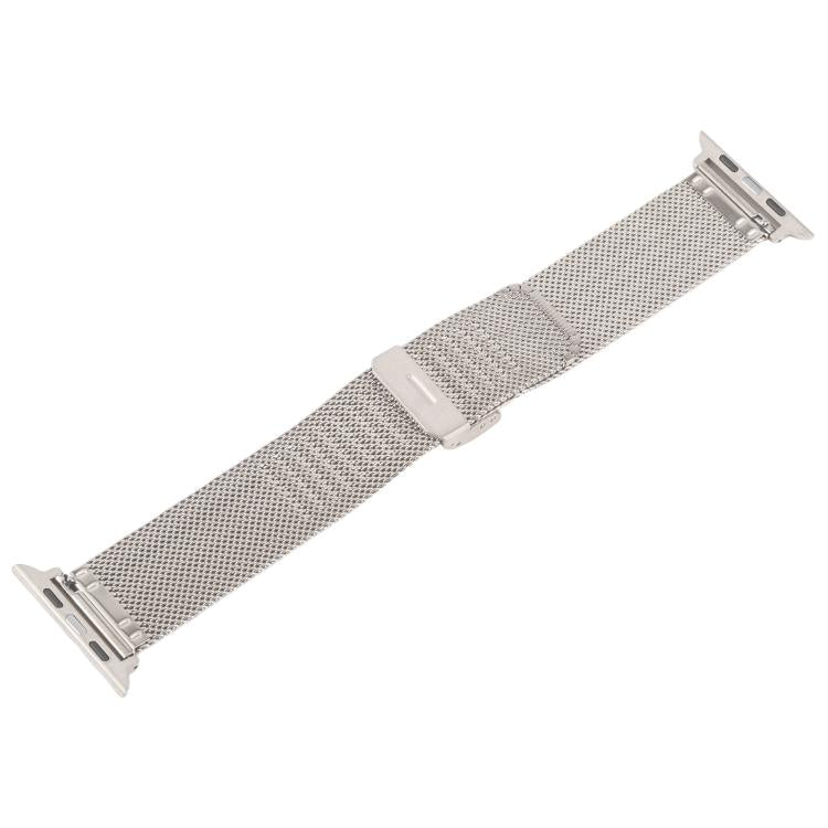For Apple Watch 46mm / 49mm / 45mm / 44mm Integrated Buckle Embossed Thick Milanese Metal Watch Band(Starlight) by bashfashion