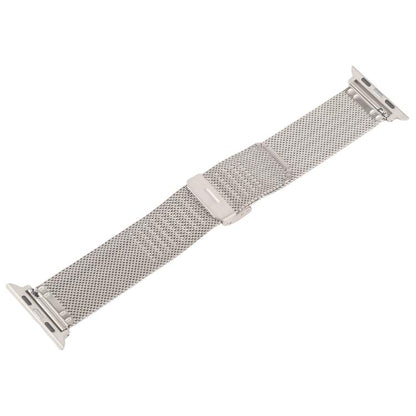 For Apple Watch 46mm / 49mm / 45mm / 44mm Integrated Buckle Embossed Thick Milanese Metal Watch Band(Starlight) by bashfashion