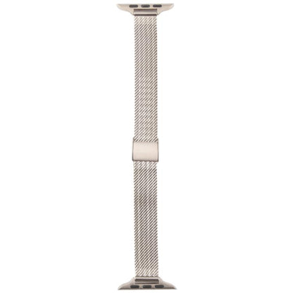 For Apple Watch 46mm / 49mm / 45mm / 44mm Integrated Buckle Embossed Slim Milanese Metal Watch Band(Starlight) by bashfashion