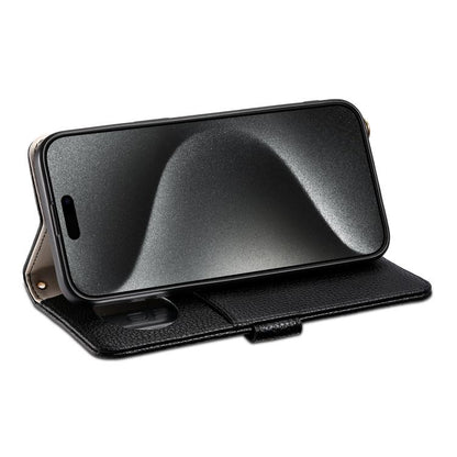 For iPhone 16 Pro ESEBLE E11 Colorful Litchi Pattern Zipper Wallet Leather Phone Case(Black) by ESEBLE