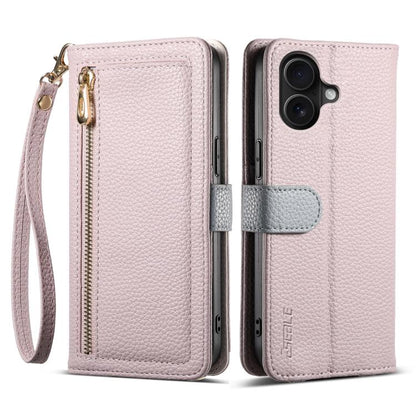 For iPhone 16 Plus ESEBLE E11 Colorful Litchi Pattern Zipper Wallet Leather Phone Case(Light Purple) by ESEBLE