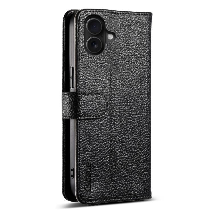 For iPhone 16 ESEBLE E11 Colorful Litchi Pattern Zipper Wallet Leather Phone Case(Black) by ESEBLE