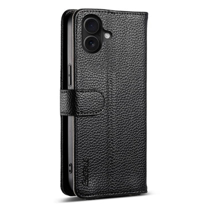 For iPhone 16 ESEBLE E11 Colorful Litchi Pattern Zipper Wallet Leather Phone Case(Black) by ESEBLE