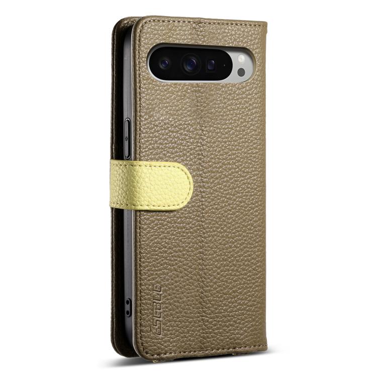 For Google Pixel 9 Pro XL ESEBLE E11 Colorful Litchi Pattern Zipper Wallet Leather Phone Case(Amber Brown) by ESEBLE