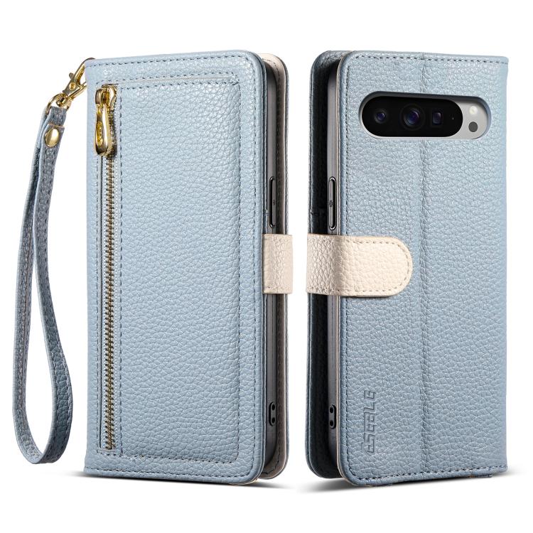 For Google Pixel 9 Pro XL ESEBLE E11 Colorful Litchi Pattern Zipper Wallet Leather Phone Case(Sky Blue) by ESEBLE