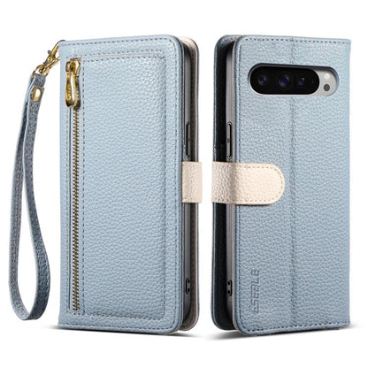 For Google Pixel 9 / 9 Pro ESEBLE E11 Colorful Litchi Pattern Zipper Wallet Leather Phone Case(Sky Blue) by ESEBLE