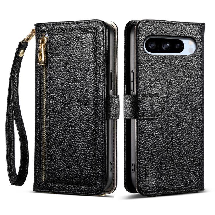 For Google Pixel 8 Pro ESEBLE E11 Colorful Litchi Pattern Zipper Wallet Leather Phone Case(Black) by ESEBLE