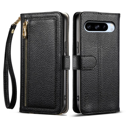 For Google Pixel 8 Pro ESEBLE E11 Colorful Litchi Pattern Zipper Wallet Leather Phone Case(Black) by ESEBLE