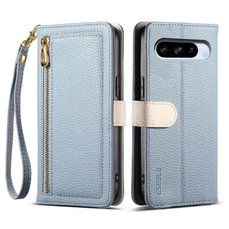 For Google Pixel 8 Pro ESEBLE E11 Colorful Litchi Pattern Zipper Wallet Leather Phone Case(Sky Blue) by ESEBLE