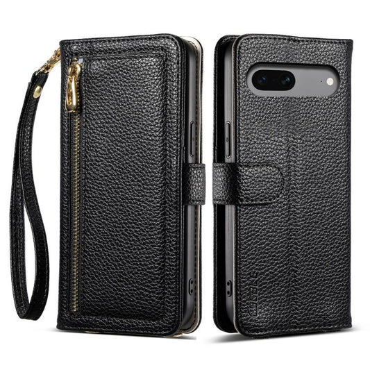 For Google Pixel 8 ESEBLE E11 Colorful Litchi Pattern Zipper Wallet Leather Phone Case(Black) by ESEBLE