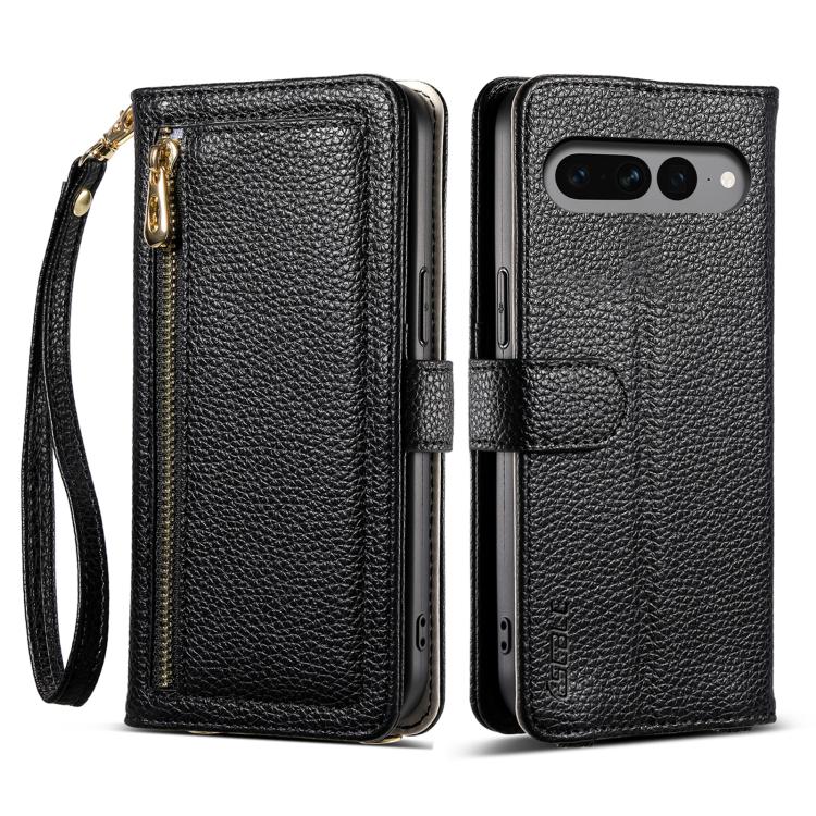 For Google Pixel 7 Pro 5G ESEBLE E11 Colorful Litchi Pattern Zipper Wallet Leather Phone Case(Black) by ESEBLE