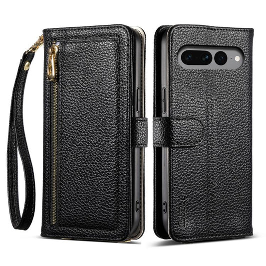 For Google Pixel 7 Pro 5G ESEBLE E11 Colorful Litchi Pattern Zipper Wallet Leather Phone Case(Black) by ESEBLE