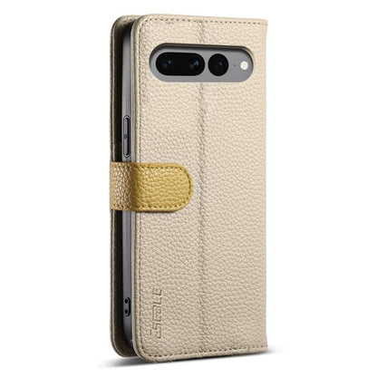 For Google Pixel 7 Pro 5G ESEBLE E11 Colorful Litchi Pattern Zipper Wallet Leather Phone Case(Khaki) by ESEBLE