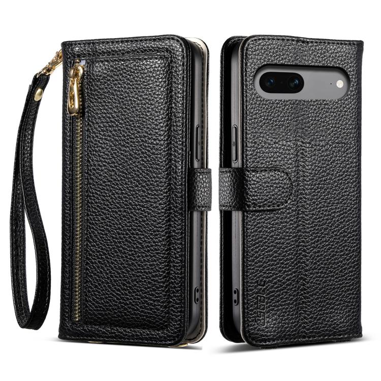 For Google Pixel 7 5G ESEBLE E11 Colorful Litchi Pattern Zipper Wallet Leather Phone Case(Black) by ESEBLE