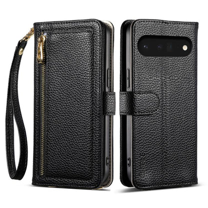 For Google Pixel 6a ESEBLE E11 Colorful Litchi Pattern Zipper Wallet Leather Phone Case(Black) by ESEBLE
