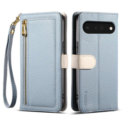 For Google Pixel 6a ESEBLE E11 Colorful Litchi Pattern Zipper Wallet Leather Phone Case(Sky Blue) by ESEBLE