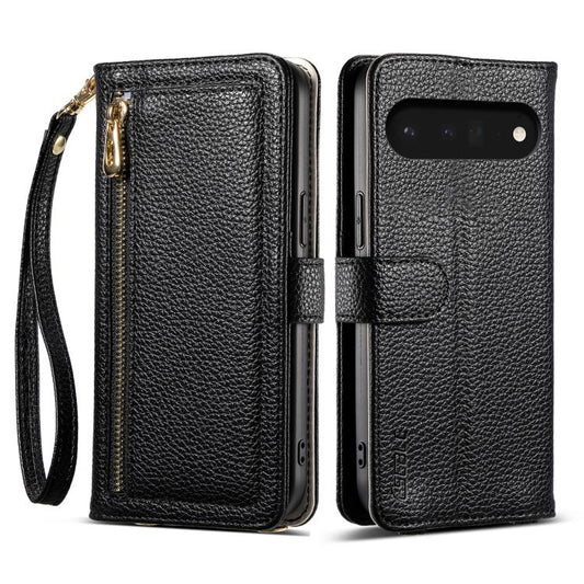 For Google Pixel 6 Pro ESEBLE E11 Colorful Litchi Pattern Zipper Wallet Leather Phone Case(Black) by ESEBLE